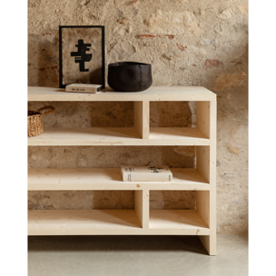 Étagère en bois massif ton naturel de 80x140cm Hauteur: 80 Longueur: 140 Largeur: 35