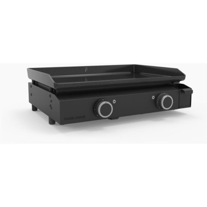 Plancha électrique FORGE ADOUR ACIER BASE 60A noir 2 brûleurs à poser, 57.5x37.9 cm