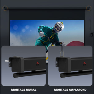Écran de projection motorisé 100 pouces, 16:9 4K HD - mural avec télécommande - noir