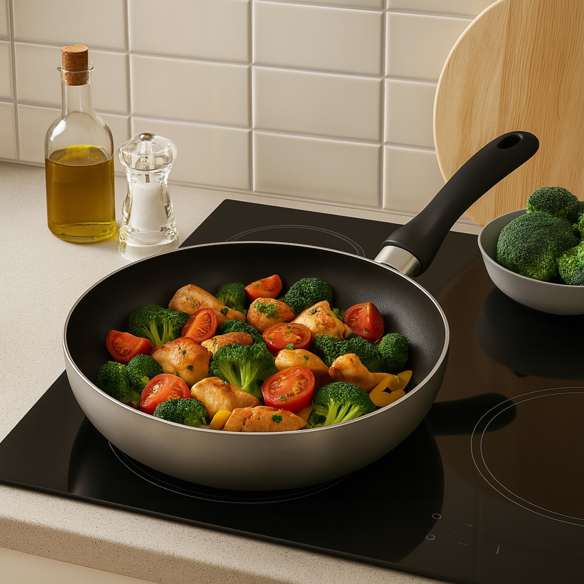 Sartén de Ø28x5cm en Aluminio prensado color Gris metalizado