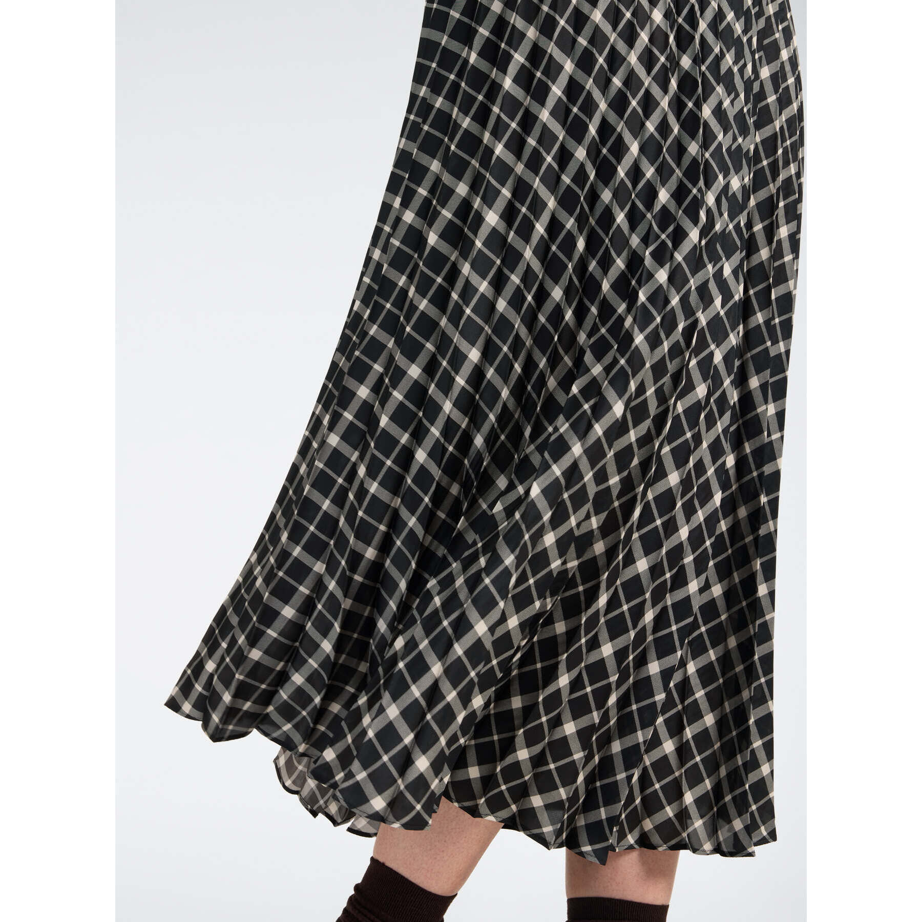 Elena Mirò - Falda plisada larga estampado patchwork - Negro