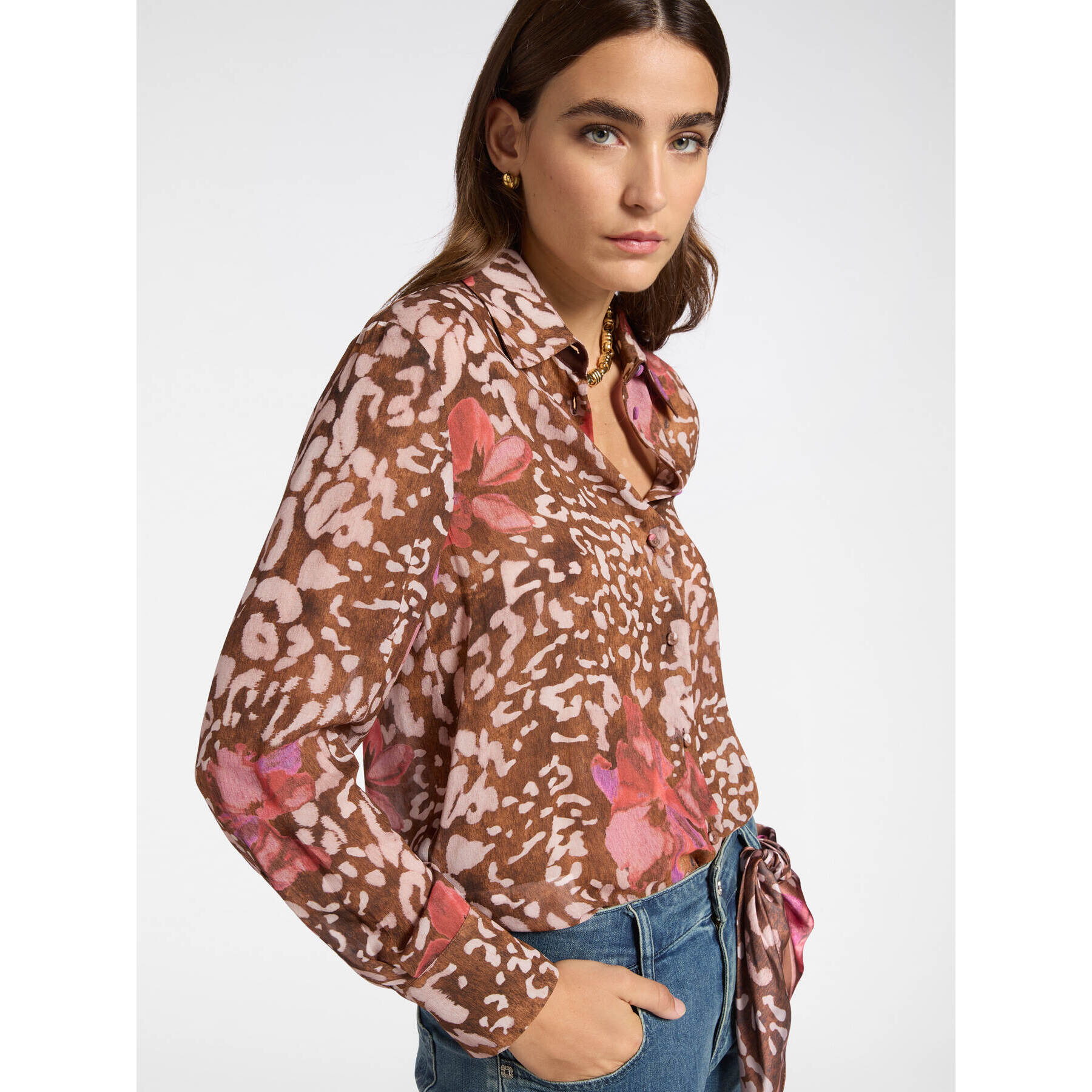 Elena Mirò - Camisa estampada - Marrón