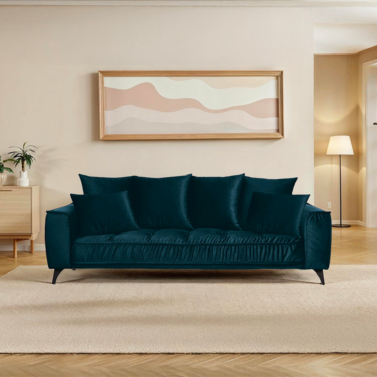 Canapé Velours Droit Altamo - 3 Places