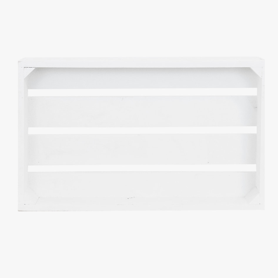 Petite boîte en bois massif blanc Hauteur: 7.5 Longueur: 49 Largeur: 29.5