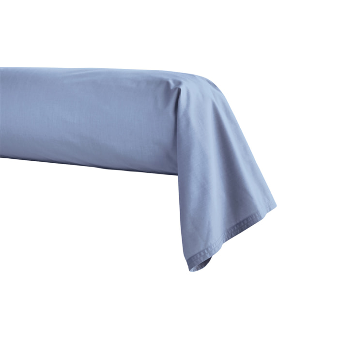 Taie de traversin unie en percale de coton, PREMIÈRE, Bleu Olympe
