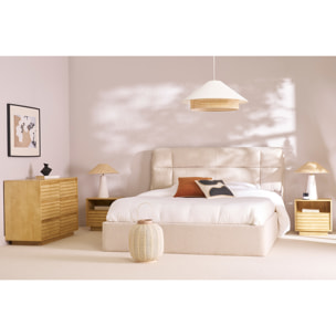 Lit coffre 2 places 160x200 cm en tissu texturé taupe HONO