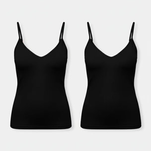 Confezione da 2 canotte in cotone nero