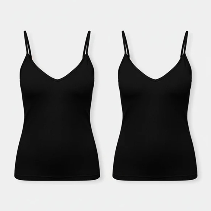 Confezione da 2 canotte in cotone nero
