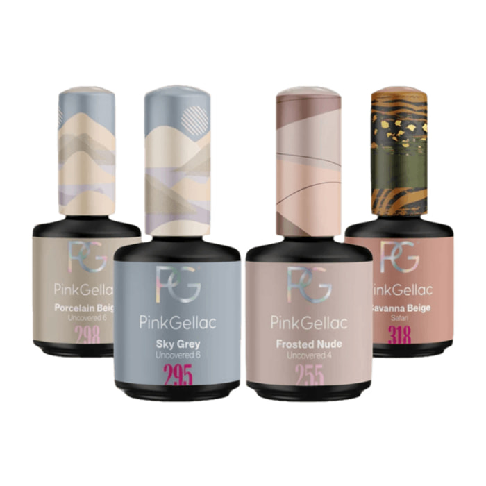 Set vernis semi-permanent - 4 x 15 ml 2x Beige, Nude, Gris