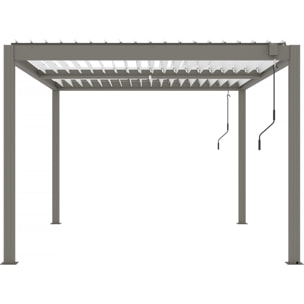 Pergola bioclimatique avec led "Windsor" en aluminium 3 x 4 - Taupe