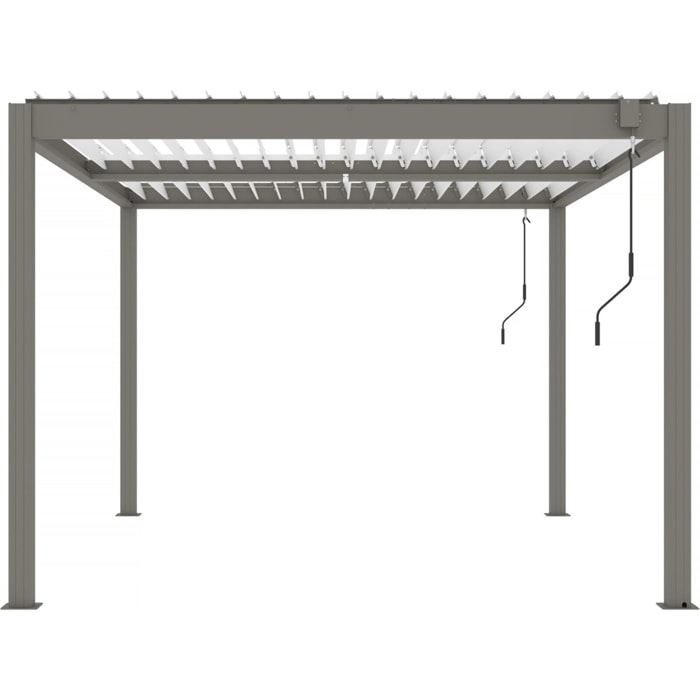 Pergola bioclimatique avec led "Windsor premium" en aluminium 3 x 4 - Taupe