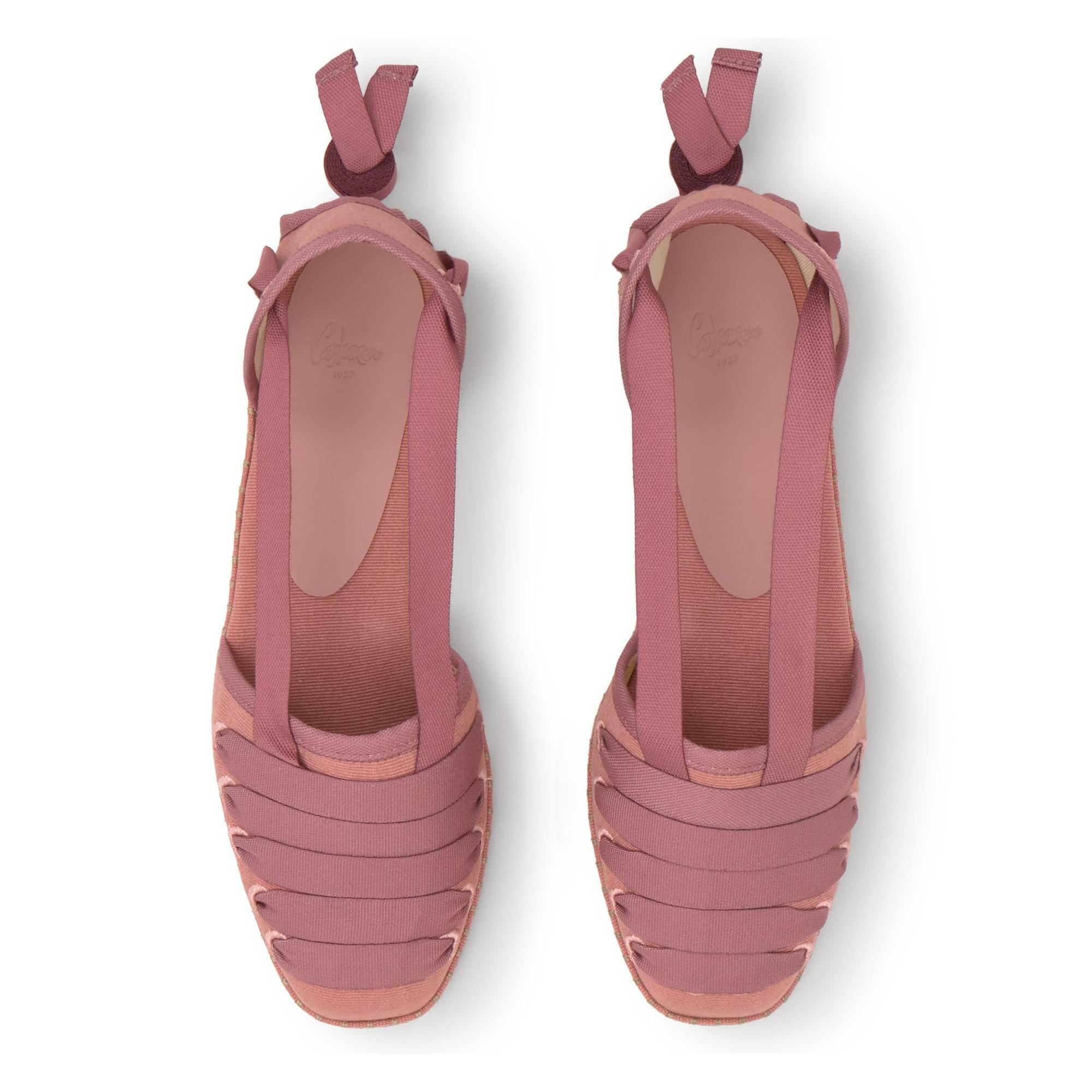 Alpargata plana embetada Glen en algodón con cintas y suela de cuerolite