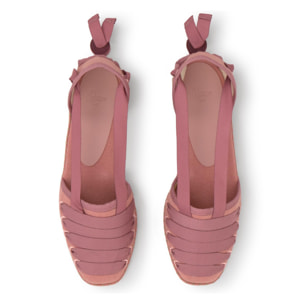 Alpargata plana embetada Glen en algodón con cintas y suela de cuerolite