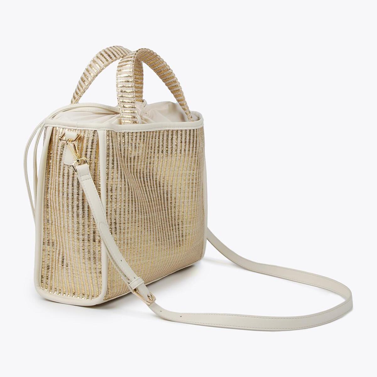 Borsa a cesta piccola effetto rafia metallizzata