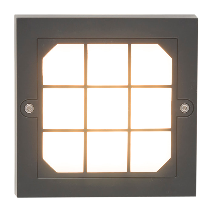 Forlight Netz apliqiue exterior cuadrado en luz blanco cálido 3000K en color negro