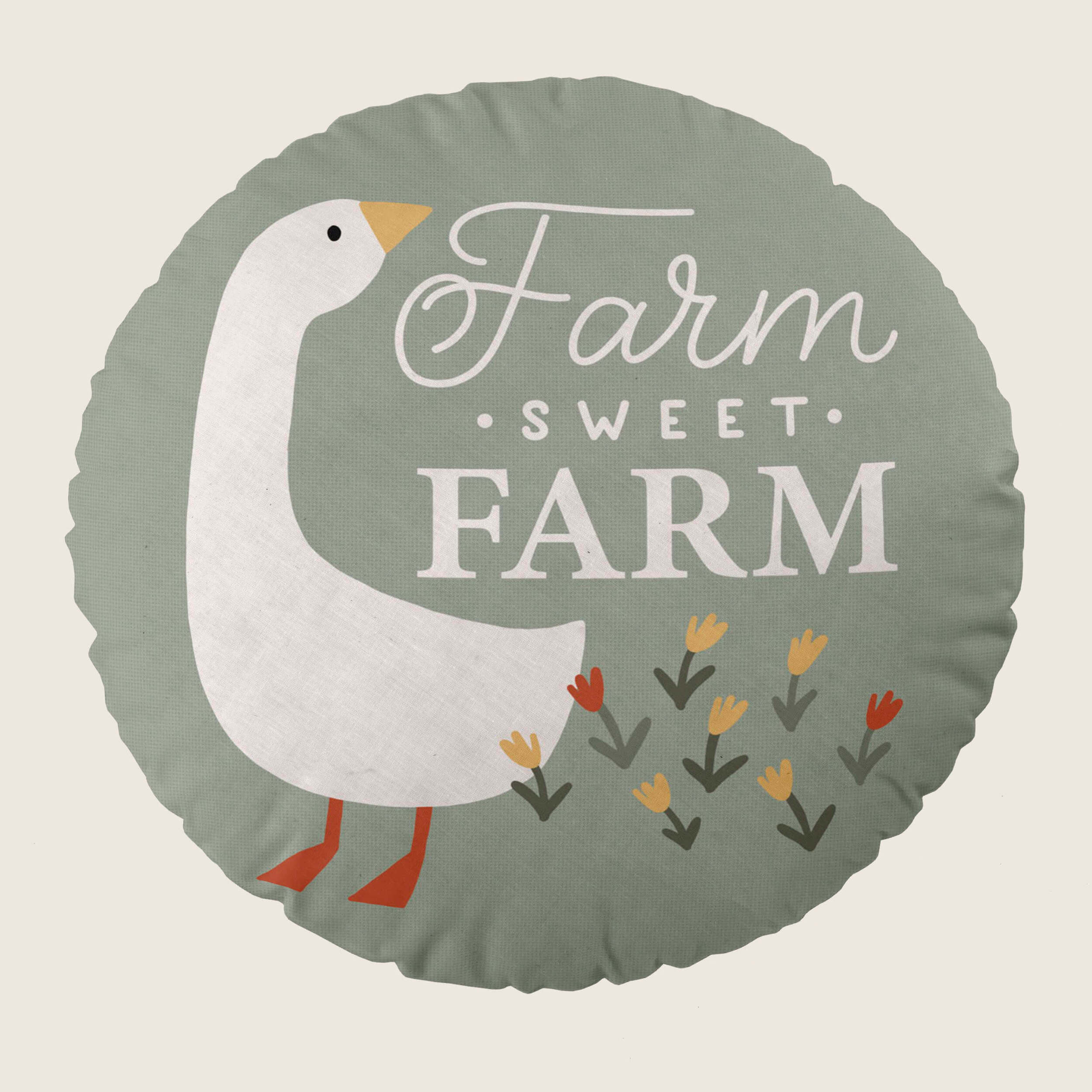 Cool Kids - Cojín Redondo Estampado - Con Relleno - 100% Algodón - Farm Life