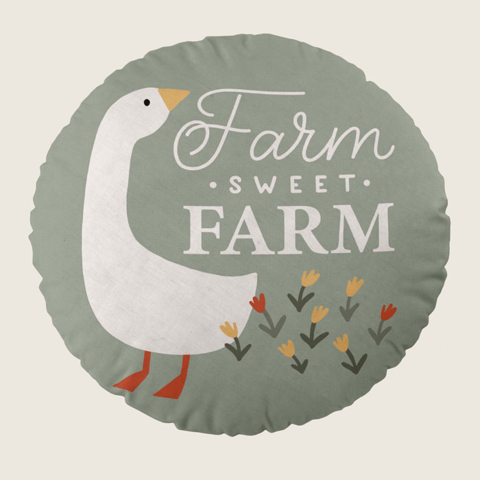 Cool Kids - Cojín Redondo Estampado - Con Relleno - 100% Algodón - Farm Life