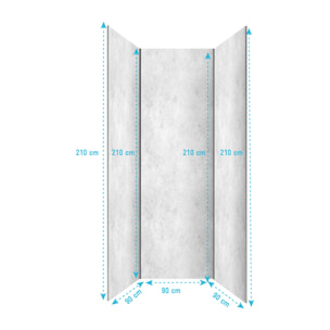 Pack 3 Panneaux Muraux Pierre Light Grey 90x210cm et Profilés Chrome - STONE'IT