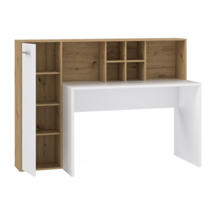 Bureau en bois avec rangement intégré réversible - 2 coloris - ERIC