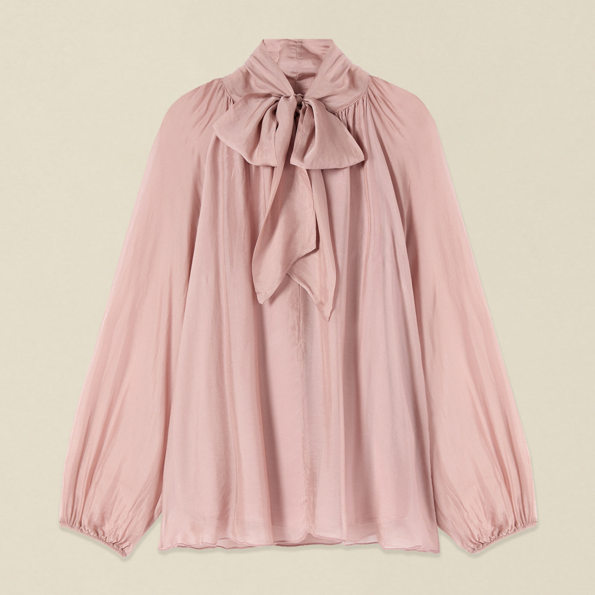 Oltre - Blusa in voile misto seta con fiocco - Rosa