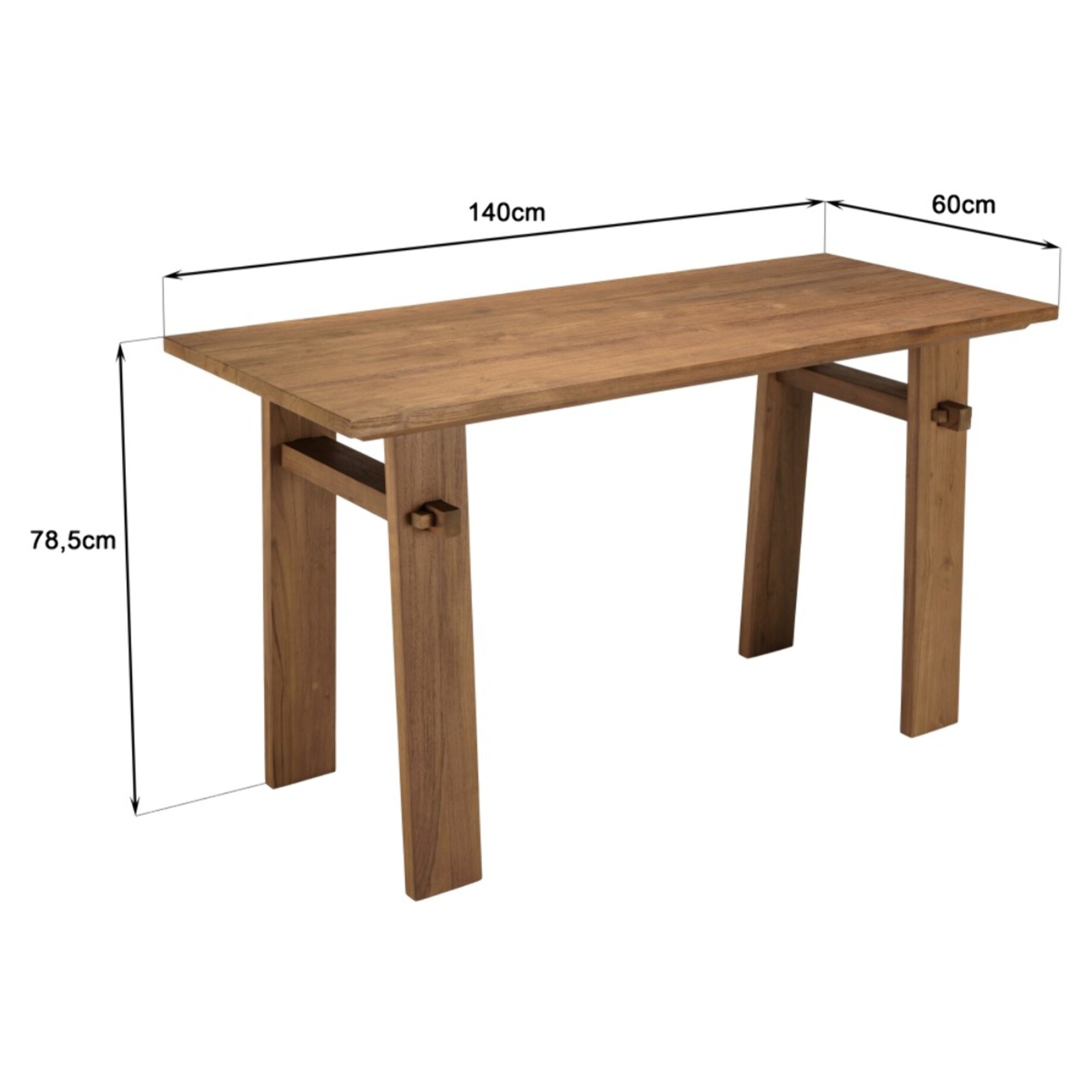 SIXTINE - Bureau 140x60cm en bois de teck recyclé