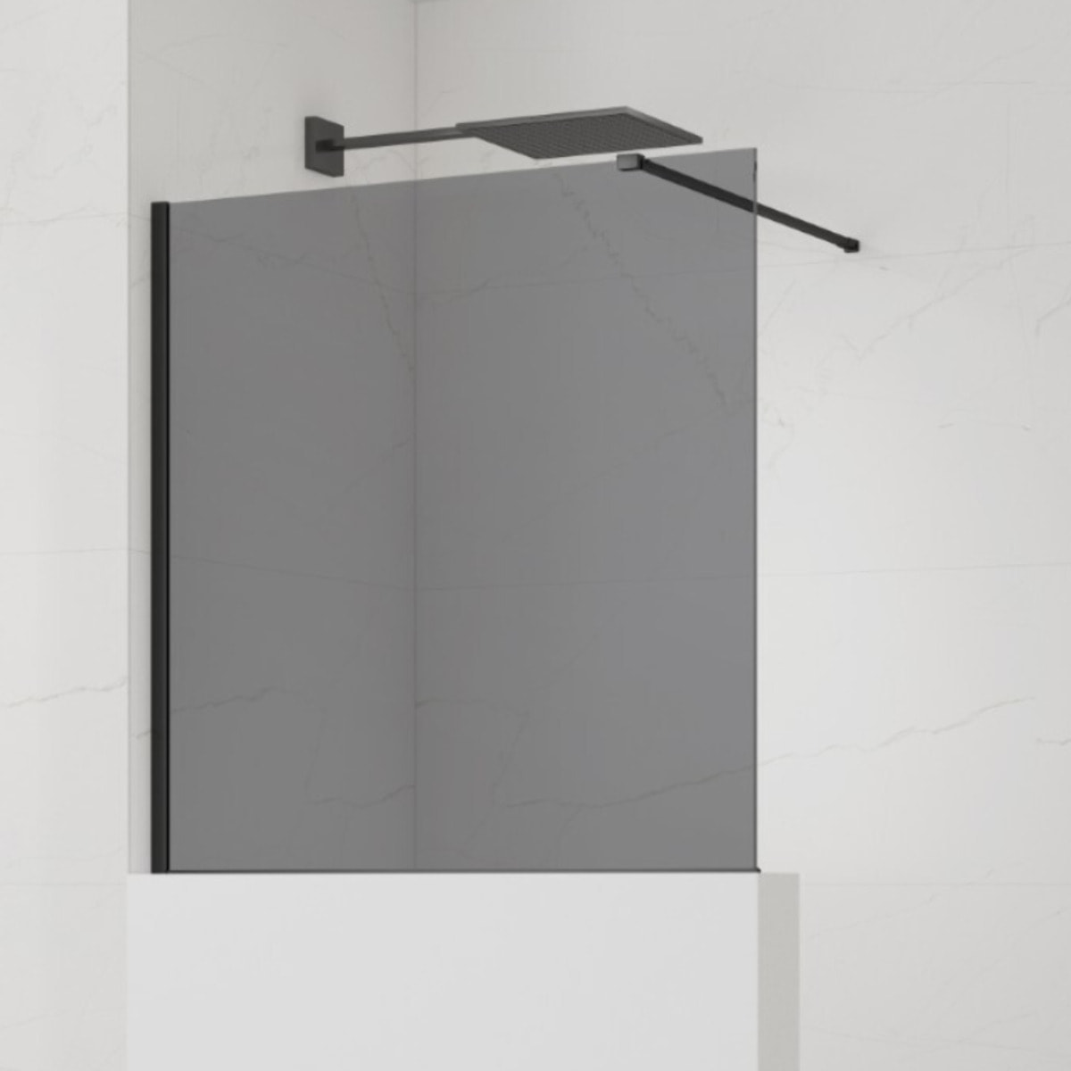 Walk-In 120x100cm paroi de douche fixe à l'italienne + set d'installation + bras de montage 120 cm, noir (SATBWIS120KSPRC)