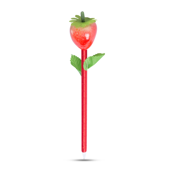 Penna Ximor a forma di fragola e cappuccio abbinato. Con inchiostro nero.