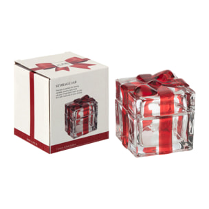 J-Line pot de conservation/photophore Cadeau- verre - rouge - small
