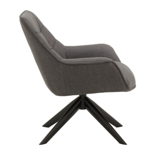 Poltrona girevole SEAPORT in tessuto grigio e gambe in metallo nero