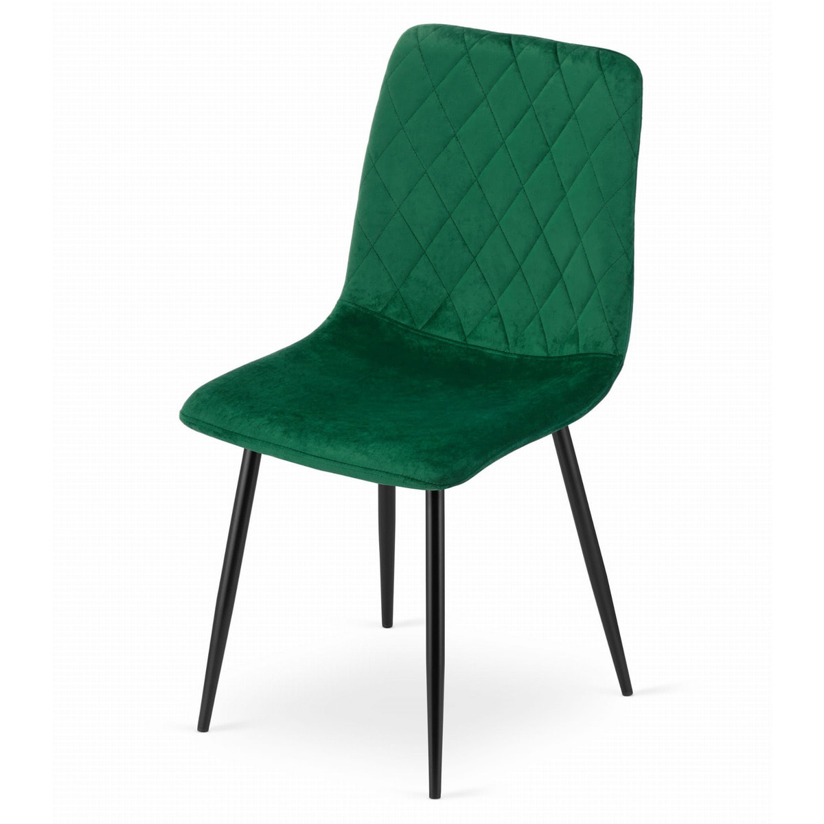 Sedia Turin in velluto verde scuro con trapuntatura a rombi
