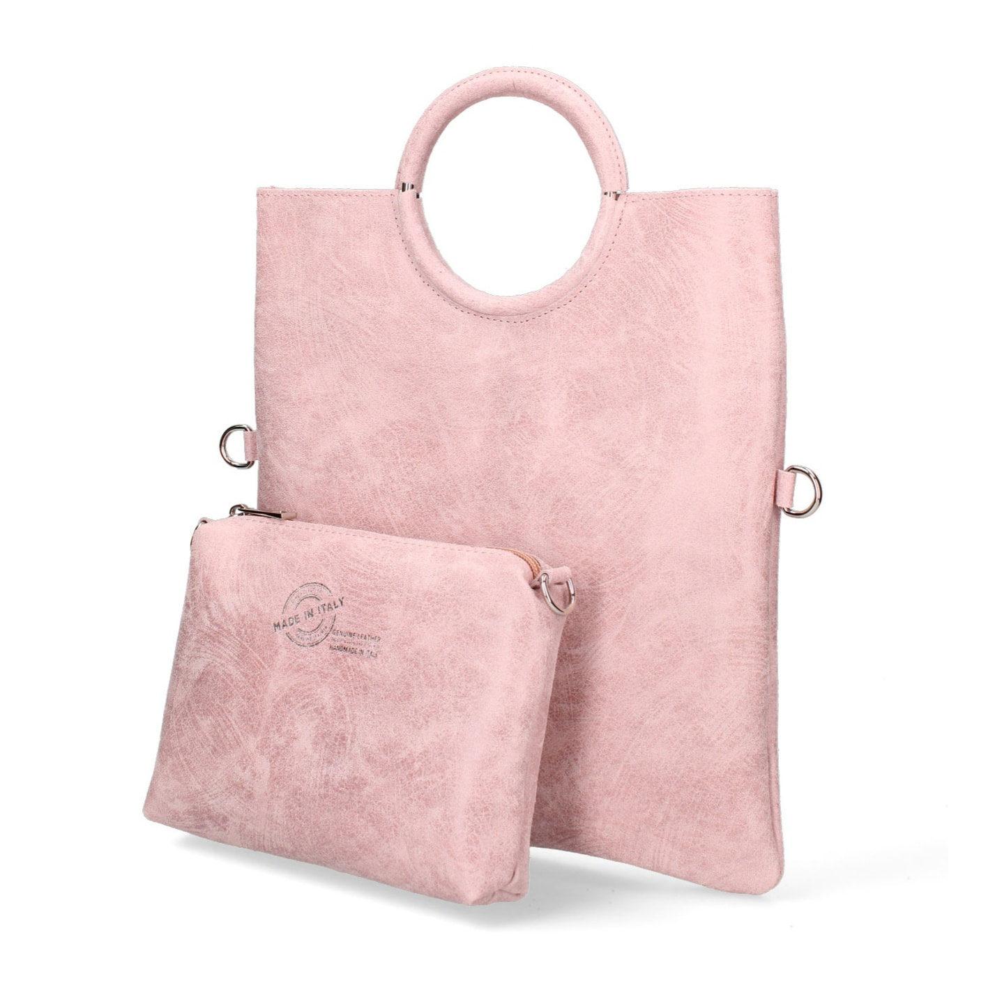 Borsa a mano da donna Made in Italy - Modello Velvet - 100% pelle scamosciata - 29.0 x 30.0 x 1.0 cm