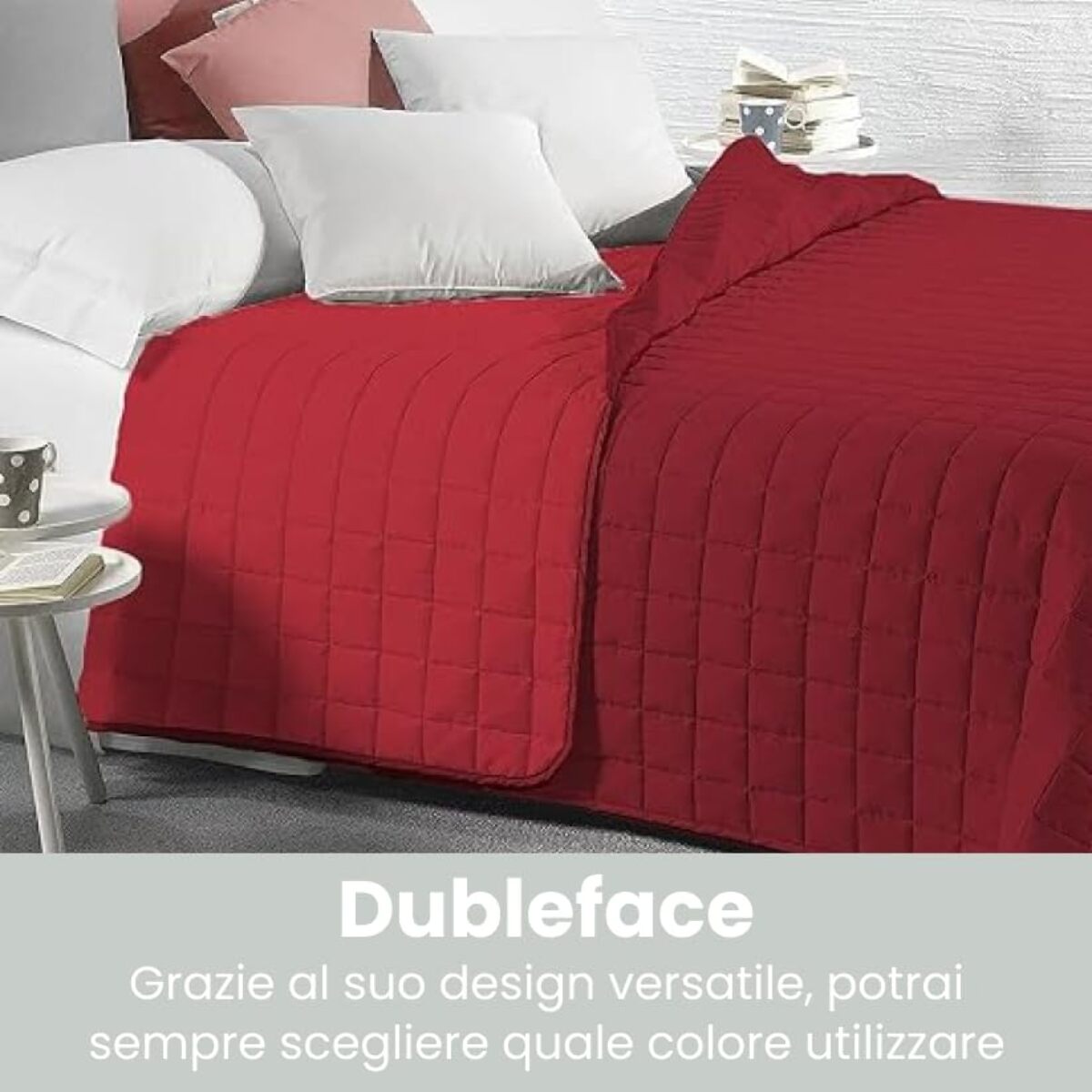 INTRECCI Copriletto Singolo Estivo, Trapunta Singola Estiva, 170x260 cm, Coperta Estiva, anche Primaverile, Double Face, Moderna, Leggera, Elegante. Colore: Bordeaux/Rosso