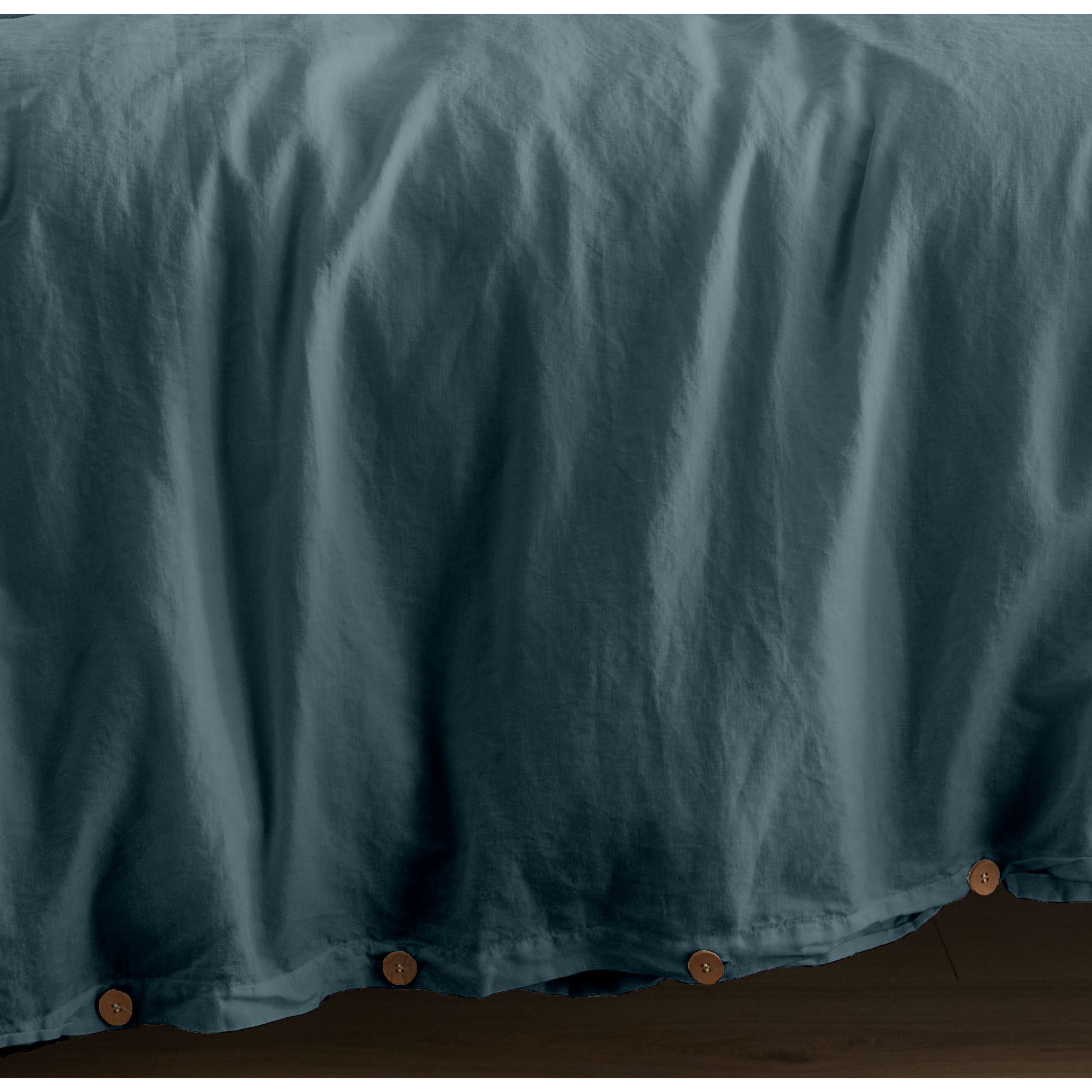 Housse de couette Organic bleu minéral - 50% Chanvre 50% Coton Bio - Finition bouton