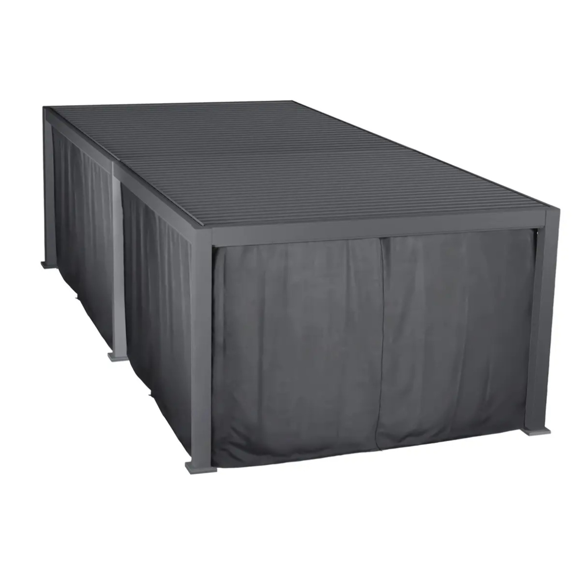 Kit de rideaux, moustiquaires et de rails pour pergola bioclimatique "Evora" 6 x 3,6m Graphite