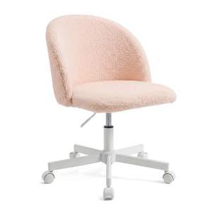 Silla de escritorio tapizada en borreguito rosa empolvado 76-89,5 cm Candy Rosa Empolvado
