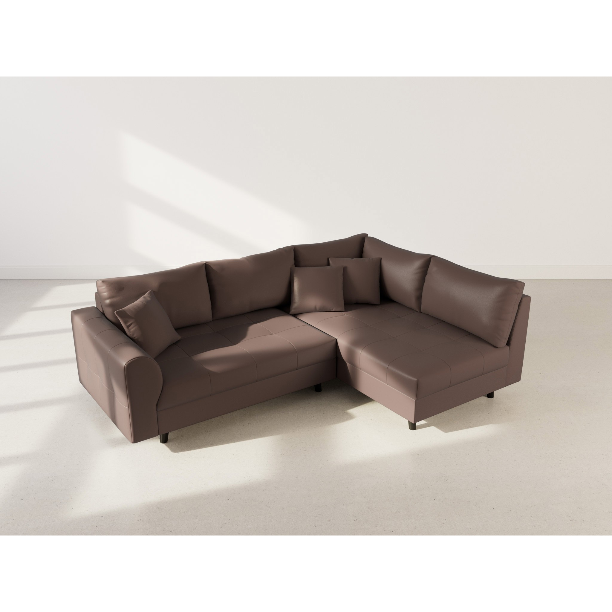 Rune - canapé d'angle droit 4 places en simili - Marron