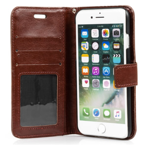DAM Custodia Folio in ecopelle con chiusura magnetica per iPhone 7/8 7x2x14 cm. colore marrone