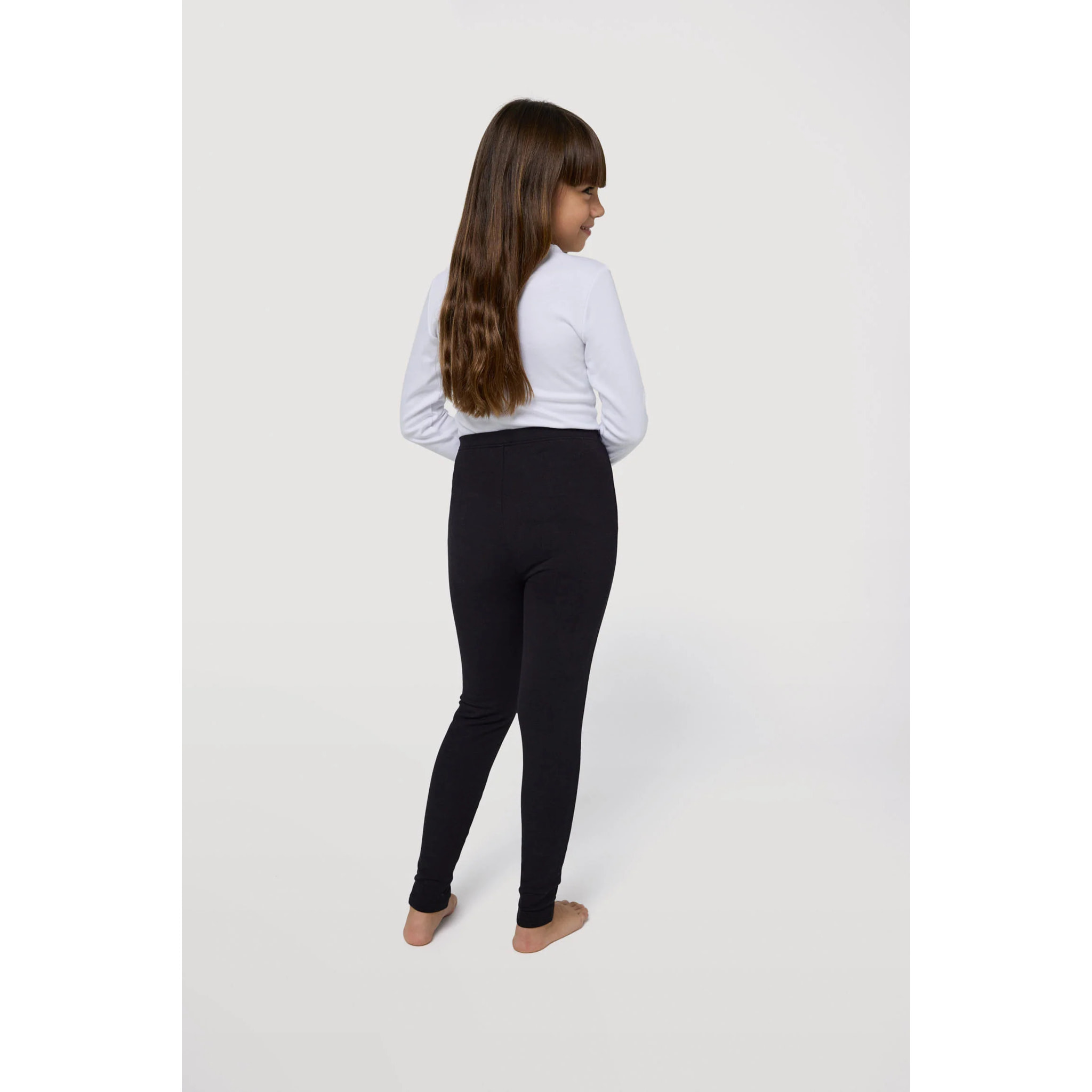 Leggings caldi per bambine in cotone naturale nero