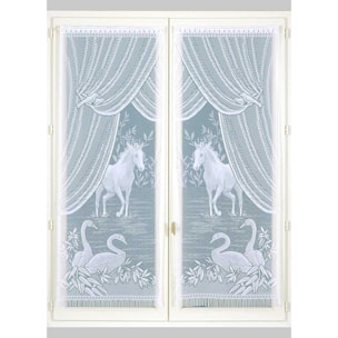 Paire de petits voilages Esprit 'Equestre' - Blanc