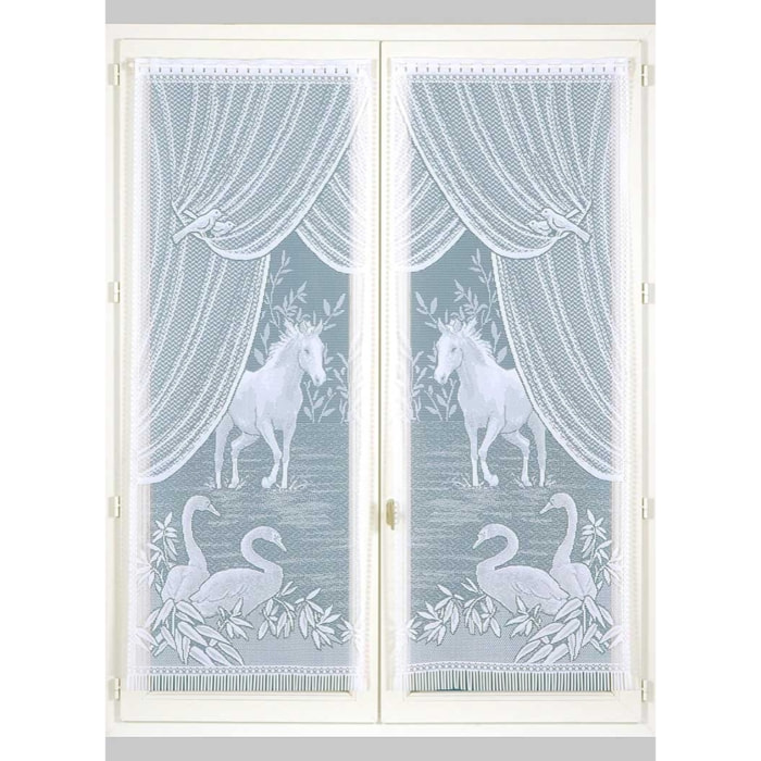 Paire de petits voilages Esprit 'Equestre' - Blanc