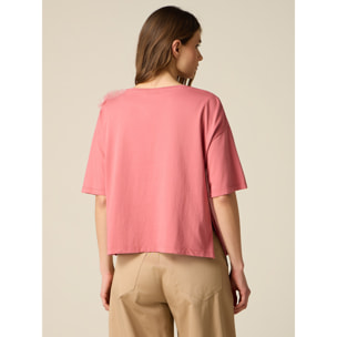 Oltre - T-shirt con applicazione in tulle - Rosa