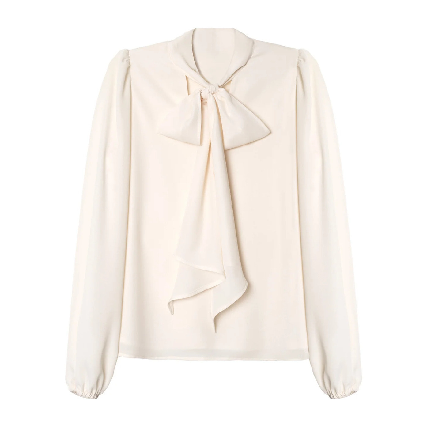 Blusa de manga larga con escote en pico y lazada multiposición