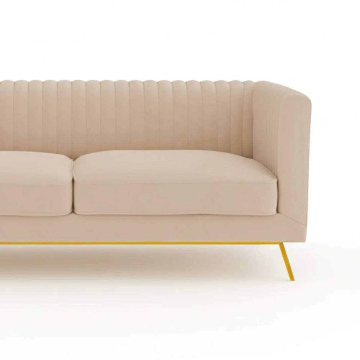 Canapé 2 places en velours beige - Gatsby