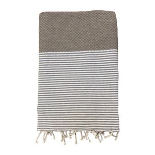 Fouta traditionnelle Mikanda Taupe 100x200 190g/m²
