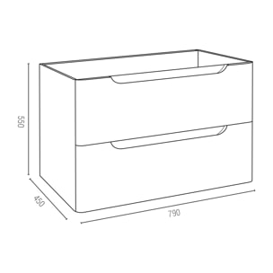 Meuble de salle de bains 80cm 2 tiroirs Chêne Clair - Vasque céramique blanche - JOTA