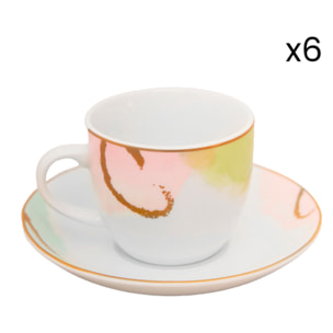 Set da caffè Acquerello da 6 pezzi in porcellana