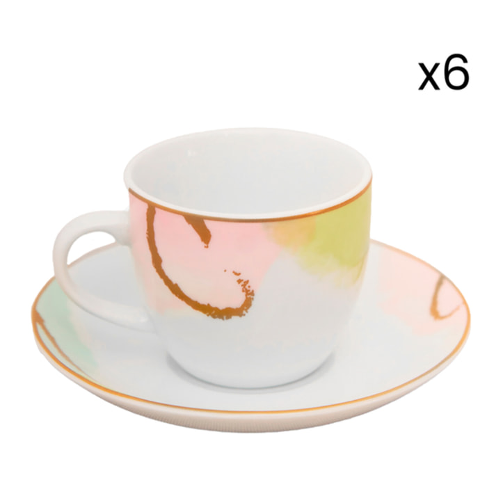 Set da caffè Acquerello da 6 pezzi in porcellana