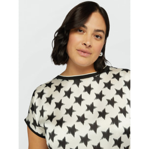 Fiorella Rubino - Star camiseta bimaterial - Negro