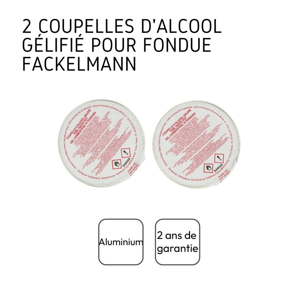 Lot de 2 coupelles d'alcool gélifié Fackelmann
