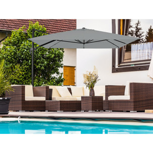 Parasol jardin déporté en aluminium "Sky 4" - 3 x 4 m - Gris - Avec Housse
